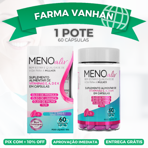 MENO ALIV 60 CÁPSULAS SOFTGEL ORIGINAL - PROMOÇÃO OFICIAL + FRETE GRÁTIS!