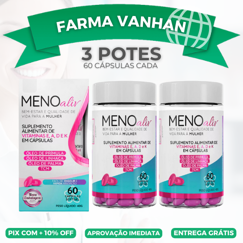 MENO ALIV 60 CÁPSULAS SOFTGEL ORIGINAL - PROMOÇÃO OFICIAL + FRETE GRÁTIS!