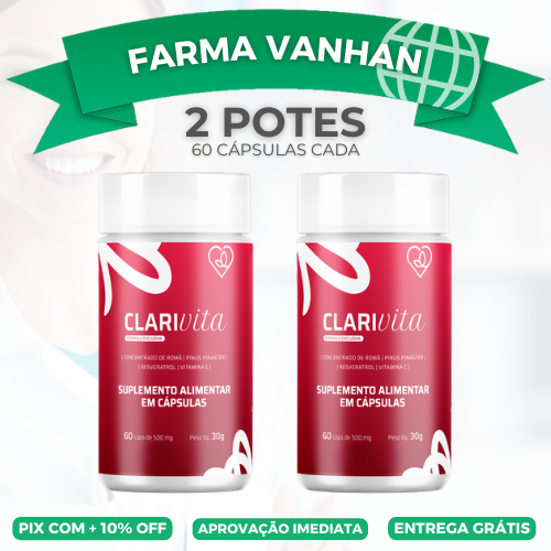 CLARIVITA 60 CAPS 500MG - VISÃO MAIS NÍTIDA E PROTEGIDA - KITS DE 2 POTES  - PROMOÇÃO OFICIAL + FRETE GRÁTIS